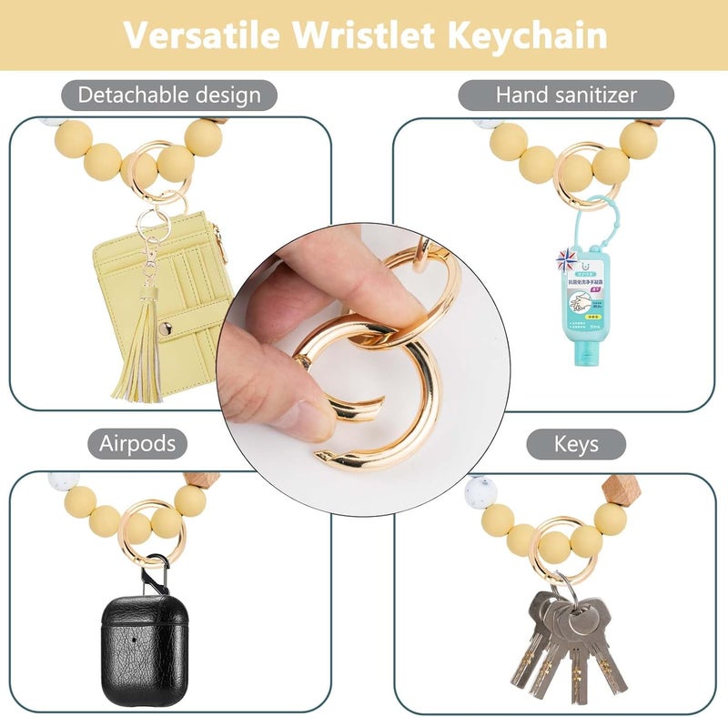 KNGITRYI Wallet Keychain Wristlet for Women,Slim RFID Credit Card Holder Purse Tassel Keychain Bangle Key Ring for Men Women - Image 5